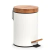 Zeller Pedaalemmer - 3L - wit - metaal en bamboe - 24 cm - toilet