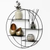 IVOL Zwart metalen wandrek met 4 plankjes - Rond - 50x10 cm