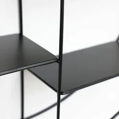 IVOL Zwart metalen wandrek met 4 plankjes - Rond - 50x10 cm