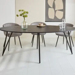 Industriële Eettafels|Ovale Eettafels-Dimehouse Zwart ovale eettafel Cesar 230x100 cm - Mangohout - Zwart