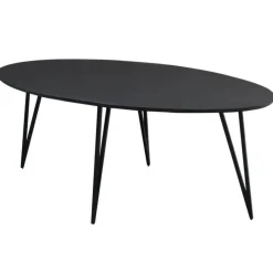 Industriële Eettafels|Ovale Eettafels-Dimehouse Zwart ovale eettafel Cesar 170x90 cm - Mangohout - Zwart