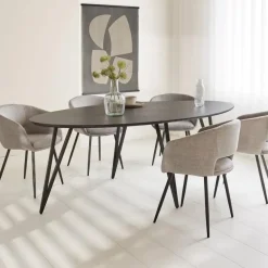 Industriële Eettafels|Ovale Eettafels-Dimehouse Zwart ovale eettafel Cesar 170x90 cm - Mangohout - Zwart