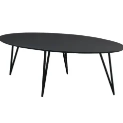 Industriële Eettafels|Ovale Eettafels-Dimehouse Zwart ovale eettafel Cesar 170x90 cm - Mangohout - Zwart