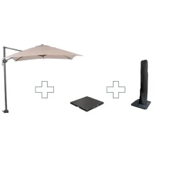 Parasols-Garden Impressions Zweefparasol Hawaii S - met voet en hoes - Ecru - 250 x 250 cm