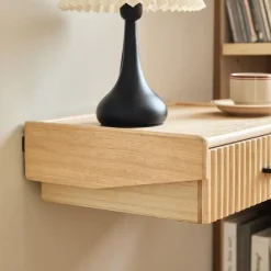 Nachtkastjes|Nachtkastjes-Nordlys Zwevend Nachtkastje van Hout met Lade
