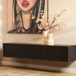 StarFurn Zwevend Tv-meubel Zwart Hout - 160x35x30cm - Madison