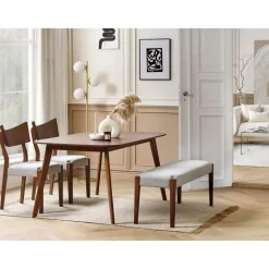 Rechthoekige Eettafels-Beliani EPHRATA - Eettafel - Donkere houtkleur - 90 x 150 cm - MDF