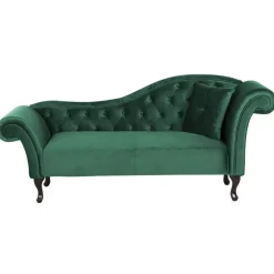 Loveseats-Beliani LATTES - Chaise longue - Groen - Rechterzijde - Fluweel