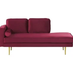 Loveseats-Beliani MIRAMAS - Chaise longue - Rood - Linkerzijde - Fluweel