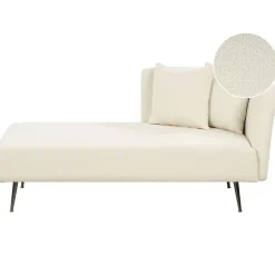 Loveseats-Beliani RIOM - Chaise longue - Wit - Rechterzijde - Bouclé