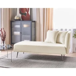 Loveseats-Beliani RIOM - Chaise longue - Wit - Rechterzijde - Bouclé